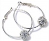 Tiffany Inspired Hoop Swarovski Crystal Embellished Fireball Earrings - White Gold Overlay - 1.25