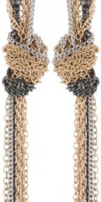BCBGeneration Rhodium Plated Tri-Tone Knot Fringe Drop Earrings, 1.75 BCBGeneration Rhodium Plated Tri-Tone Knot Fringe Drop Earrings, 1.75