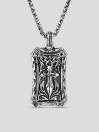 Modern design in finely engraved sterling silver. Necklace, about 26 1 X ¾ Made in USA Modern design in finely engraved sterling silver. Necklace, about 26 1 X ¾ Made in USA