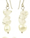 Sterling Silver Crystal and 6-7mm White Freshwater Cultured Pearl Earrings Set, 2 Pairs