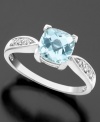 Light up your look with this peaceful and beautiful ring from Effy Collection featuring princess-cut aquamarine (1-1/2 inches) and diamond accents set in 14k white gold.