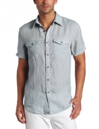 Kenneth Cole Men's Linen Solid Shirt, Gray Smoke, Large Kenneth Cole Men's Linen Solid Shirt, Gray Smoke, Large