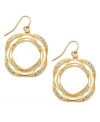Design fit for a diva, these SIS by Simone I Smith earrings combine luxe 18k gold over sterling silver hoops with sparkling clear crystals for a totally glam look. Approximate drop: 1-3/4 inches. Approximate width: 1 inch.