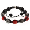 Black & Red Seven Pave Crystal Ball Adjustable Bracelet 10mm