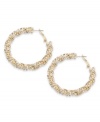 Dazzling by design. Alfani adds a glamorous touch to traditional hoop earrings with a chic, twisted design and sparkling glass accents. Crafted in gold tone mixed metal. Approximate diameter: 1-1/2 inches.