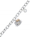 A style that's sure to make you smile. Hello Kitty's sterling silver bracelet features a charm of the iconic character in pave crystals and a round-cut crystal charm for an extra touch of shimmer. Approximate length: 7-1/2 inches.