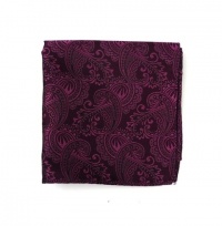 100% Silk Woven Wine Paisley Pocket Square