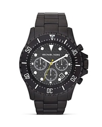 Sport-inspired accessories are on our radar. Perfect the look with this stainless steel watch from MICHAEL Michael Kors, featuring a a bold bezel and carbon fiber dial. Sport-inspired accessories are on our radar. Perfect the look with this stainless steel watch from MICHAEL Michael Kors, featuring a a bold bezel and carbon fiber dial.