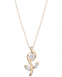 Sparkle reminiscent of springtime. Sirena's stunning pendant looks like a glowing vine adorned with round-cut diamonds (1/4 ct. t.w.). Set in 14k rose gold. Approximate length: 18 inches. Approximate drop: 3/4 inch. Sparkle reminiscent of springtime. Sirena's stunning pendant looks like a glowing vine adorned with round-cut diamonds (1/4 ct. t.w.). Set in 14k rose gold. Approximate length: 18 inches. Approximate drop: 3/4 inch.