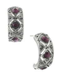 The perfect pop of color! Czech glass accents in pretty purple hues stand out stylishly on these post earrings from 2028. Made in hematite tone mixed metal, they're an alluring adornment for your wardrobe. Approximate length: 3/4 inch. The perfect pop of color! Czech glass accents in pretty purple hues stand out stylishly on these post earrings from 2028. Made in hematite tone mixed metal, they're an alluring adornment for your wardrobe. Approximate length: 3/4 inch.