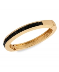 Understated elegance. This bracelet from Kenneth Cole New York is crafted from gold-tone mixed metal, with jet-colored accents giving it a formal feel. Approximate diameter: 2-1/4 inches. Understated elegance. This bracelet from Kenneth Cole New York is crafted from gold-tone mixed metal, with jet-colored accents giving it a formal feel. Approximate diameter: 2-1/4 inches.