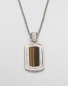 Shiny sterling silver frames a center tigers' eye stone, handsomely suspended from a link chain.Sterling silverTigers' eyeLength, about 22Pendant size, about 1 x ½Imported