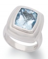 Cushion-cut and totally chic! This glamorous gemstone ring features a cushion-cut blue topaz (4-3/4 ct. t.w.) set in sterling silver. Size 7.