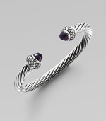 From the Moonlight Ice Collection. Beautiful amethyst stones with diamonds in a classic cable design. Amethyst Diamonds, 1.38 tcw Sterling silver Size, about 2¼ X 1¾ Imported 