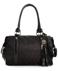 Practical and poised for whatever your day demands, this chic satchel from Marc Fisher is the ultimate accessory. Signature circular pattern and gleaming golden hardware lend a luxe look, while the generous interior lets you stow all your essentials with ease. Practical and poised for whatever your day demands, this chic satchel from Marc Fisher is the ultimate accessory. Signature circular pattern and gleaming golden hardware lend a luxe look, while the generous interior lets you stow all your essentials with ease.