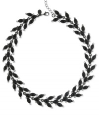 Grow your collection with this vine-inspired collar necklace from 2028. Jet glass crystals are displayed on a linked silhouette. Crafted in hematite tone mixed metal. Approximate length: 16 inches + 3-inch extender. Grow your collection with this vine-inspired collar necklace from 2028. Jet glass crystals are displayed on a linked silhouette. Crafted in hematite tone mixed metal. Approximate length: 16 inches + 3-inch extender.