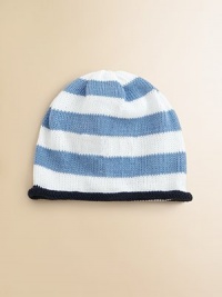 Sure to become a keepsake, this adorable hat combines both style and practicality in one great gift. Crafted in a combination of wide stripes with a rolled edge and the softness of pure cotton. CottonMachine washMade in USAFOR PERSONALIZATION Select a quantity, then scroll down and click on PERSONALIZE & ADD TO BAG to choose and preview your personalization options. Please allow 4-6 weeks for delivery. Sure to become a keepsake, this adorable hat combines both style and practicality in one great gift. Crafted in a combination of wide stripes with a rolled edge and the softness of pure cotton. CottonMachine washMade in USAFOR PERSONALIZATION Select a quantity, then scroll down and click on PERSONALIZE & ADD TO BAG to choose and preview your personalization options. Please allow 4-6 weeks for delivery.