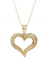 People always say you have a heart of gold - show it to the world in this stunning heart pendant. A hammered surface adds a unique textured look to this stunning open-cut design. Crafted in 14k gold. Approximate length: 18 inches. Approximate pendant length: 1 inch. Approximate pendant width: 3/4 inch.
