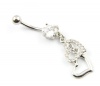 316L Surgical Steel 14 Guage Double Heart Dangle Navel Belly Bar Ring Body Jewelry Piercing