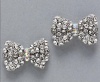 Large 3/4 Wide BLING Bow Stud Earrings with Sparkling Clear Austrian Crystals - Silver Rhodium Plated