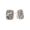 925 Silver Criss-Cross Earrings with Black, White & Chocolate Diamonds and 18k Gold Accents (0.84ctw)