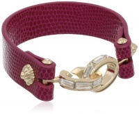 Anne Klein Sheldon Gold-Tone Cranberry Leather Link Cuff Bracelet Anne Klein Sheldon Gold-Tone Cranberry Leather Link Cuff Bracelet
