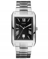 With its dark dial and sleek steel details, this masculine watch from GUESS grabs attention. With its dark dial and sleek steel details, this masculine watch from GUESS grabs attention.