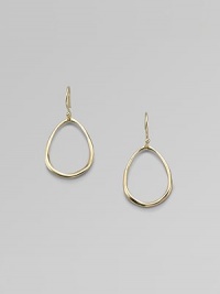 Uniquely shaped 18k yellow gold forms an imperfect oval for interest. ¾ long Imported Uniquely shaped 18k yellow gold forms an imperfect oval for interest. ¾ long Imported