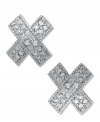 An excellent choice. Victoria Townsend's X-shaped earrings sparkle with round-cut diamonds (1/10 ct. t.w.), enhancing their appeal. Set in sterling silver. Approximate diameter: 1/2 inch.