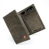 Alpine Swiss Men's Leather Trifold Wallet - Distressed Finish Pullup Crunch Leather - Gray Comes in a Gift Bag - Genuine Suede Lined Bill Sections Alpine Swiss Men's Leather Trifold Wallet - Distressed Finish Pullup Crunch Leather - Gray Comes in a Gift Bag - Genuine Suede Lined Bill Sections