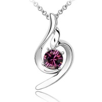 Amethyst Crystal Pendant, 18K White Gold Plated, Elegant Women Necklace, Come With FREE 18 Chain Amethyst Crystal Pendant, 18K White Gold Plated, Elegant Women Necklace, Come With FREE 18 Chain