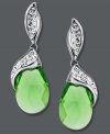 Others will be envious of your vibrant green earrings. Kaleidoscope's subtly swirling style combines green and clear crystals with Swarovski Elements. Post setting crafted in sterling silver. Approximate drop: 1-1/3 inches.