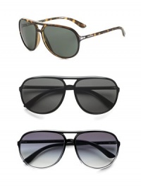 Acetate aviator frames with a metal Prada logo at temple. Available in Havana frames with grey/green lenses, gloss black frames with grey lenses or black gradient smoke frames with grey gradient lenses. UV 400 lens 100% UV protection Made in Italy Acetate aviator frames with a metal Prada logo at temple. Available in Havana frames with grey/green lenses, gloss black frames with grey lenses or black gradient smoke frames with grey gradient lenses. UV 400 lens 100% UV protection Made in Italy