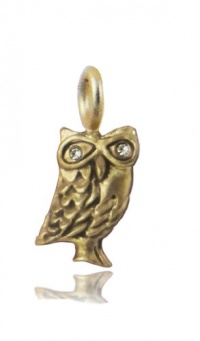 Lucky Feather Charm Builder Matte Gold & Crystal Owl Charm Lucky Feather Charm Builder Matte Gold & Crystal Owl Charm