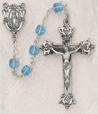 Aqua Sterling Silver Square Swarovski Crystal Catholic 6MM Rosary Beads Necklace Jewelry Aqua Sterling Silver Square Swarovski Crystal Catholic 6MM Rosary Beads Necklace Jewelry