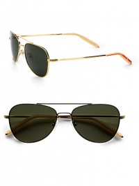 Timeless design handsomely crafted in lightweight metal with a double bridge detail. Available in gold with G15 polarized lenses.Metal100% UV ProtectionImported Timeless design handsomely crafted in lightweight metal with a double bridge detail. Available in gold with G15 polarized lenses.Metal100% UV ProtectionImported