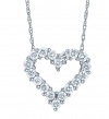 1/2 Carat Sliding Diamond Heart Pendant with 18 Rope Chain in 14k White Gold