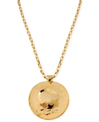 Roundabout fashion. The disc pendant necklace from Robert Lee Morris is crafted from gold-tone mixed metal and features a hammered look for a style twist. Approximate length: 17 inches + 3-inch extender. Approximate drop: 2 inches. Roundabout fashion. The disc pendant necklace from Robert Lee Morris is crafted from gold-tone mixed metal and features a hammered look for a style twist. Approximate length: 17 inches + 3-inch extender. Approximate drop: 2 inches.