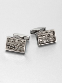 Polished, rectangular shaped cuff links set in mixture of brass and stainless steel, enhanced by a three-level etching design.Brass/stainless steelAbout ½ x ¼Imported Polished, rectangular shaped cuff links set in mixture of brass and stainless steel, enhanced by a three-level etching design.Brass/stainless steelAbout ½ x ¼Imported
