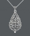 Flawless in filigree. Genevieve & Grace design makes a remarkable statement with a breathtaking filigree pattern accented by glittering marcasite in sterling silver. Approximate length: 18 inches. Approximate drop: 1-1/2 inches.