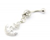 316L Surgical Stainless Steel 14g 7/16 Inch Anchor Crystal Rhinestone Gem Bar Navel Belly Ring Body Jewelry