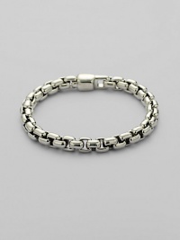A handsome addition, crafted in polished box chain silver. 8½ long Imported A handsome addition, crafted in polished box chain silver. 8½ long Imported