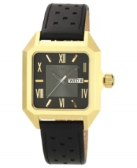 This Vince Camuto watch lets your look stand out with golden touches. This Vince Camuto watch lets your look stand out with golden touches.