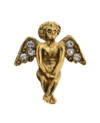 A guardian angel makes the perfect gift for a loved one. Vatican pin features a pretty engraved angel with sparkling, round-cut crystal wings. Crafted in gold tone mixed metal. Approximate length: 3/4 inch. A guardian angel makes the perfect gift for a loved one. Vatican pin features a pretty engraved angel with sparkling, round-cut crystal wings. Crafted in gold tone mixed metal. Approximate length: 3/4 inch.
