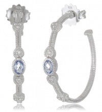 Judith Ripka Ambrosia Oval Stone and Hearts Quartz Blue Hoop Earrings Judith Ripka Ambrosia Oval Stone and Hearts Quartz Blue Hoop Earrings