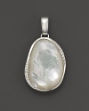 Mother-of-pearl cabochon with diamond pavé, set in sterling silver. Beautiful with Ippolita's 36 Scultura link necklace.