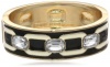 Anne Klein Deco'ed Out Gold-Tone Ivory and Black Enamel Bangle Bracelet