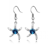 Contessa Bella Fancy Genuine 18k White Gold Plated Blue and Clear Swarovski Austrian Crystal Elements Beautiful Starfish Dangle Pierced Women Earrings Elegant Silver Color Crystal Jewelry Contessa Bella Fancy Genuine 18k White Gold Plated Blue and Clear Swarovski Austrian Crystal Elements Beautiful Starfish Dangle Pierced Women Earrings Elegant Silver Color Crystal Jewelry