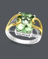 Amp up the intensity with this vibrant cocktail ring. Features a dazzling green quartz stone (4-3/4 ct. t.w.) cradled in a sterling silver and 14k gold setting. Size 7.