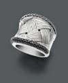 Perfect for a night out on the town. This chic cocktail ring from Balissima by Effy Collection features a unique woven sterling silver setting with two glittering rows of round-cut black diamond (1-1/4 ct. t.w.). Size 7.
